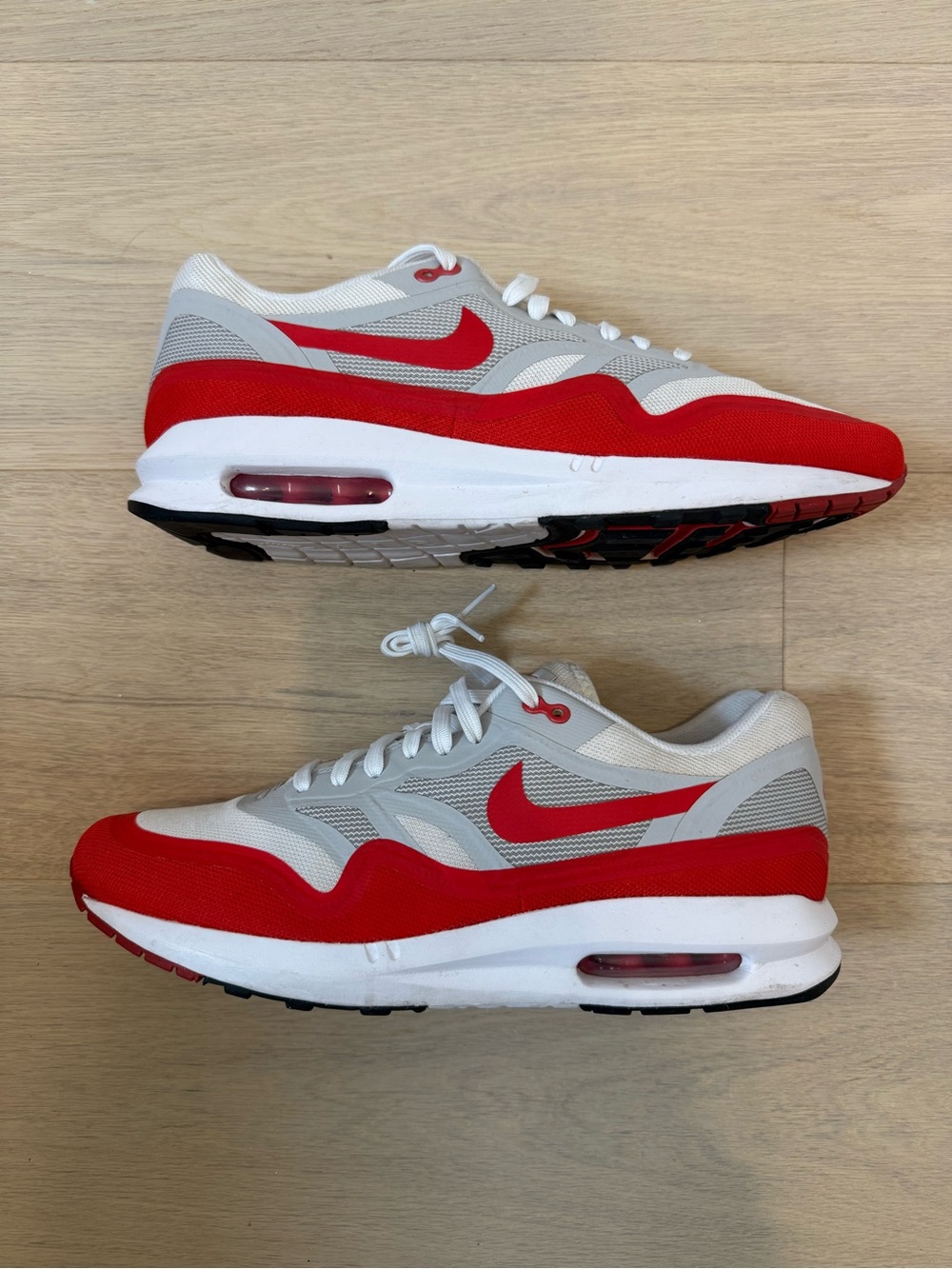 Nike Men’s Air Max 1 Lunar Red and White Low-Top Sneakers